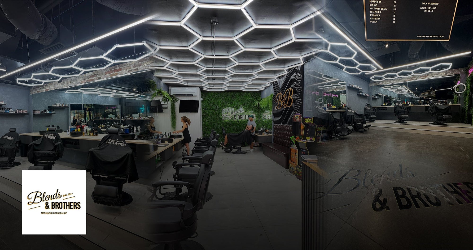 HEXA hexagon LED lighting showcasing colour temperature and light quality across a workshop space