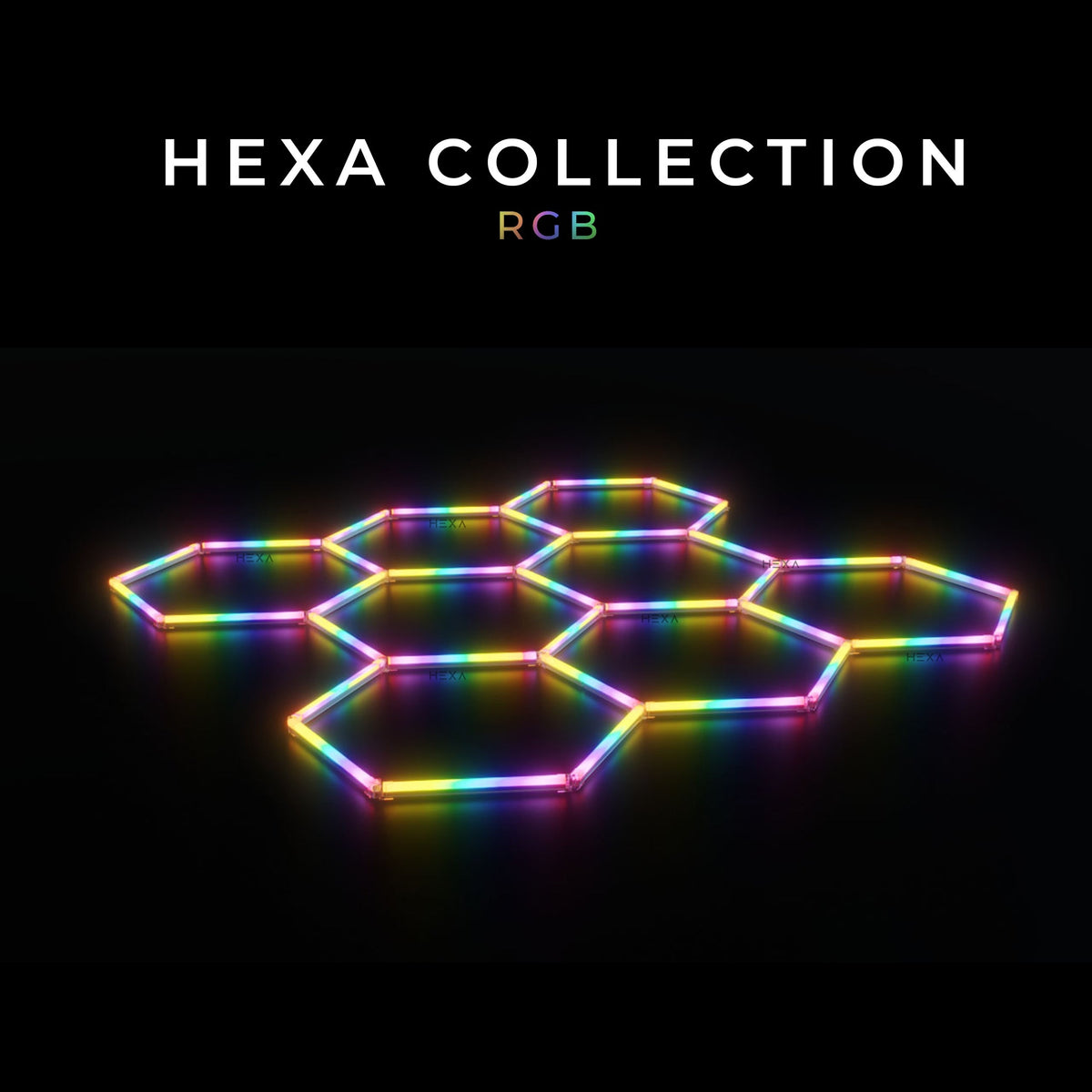 HEXA RGB colour changing hexagon LED lighting